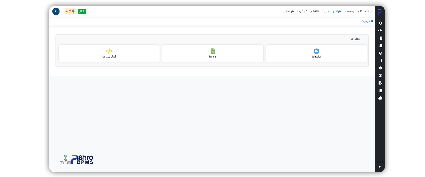 بخش طراحی مدیریت فرایند پیشرو